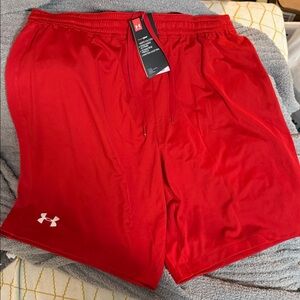 Men’s Under Armour Fitted Heat Gear Red Fitness Gym Exercise 9” Shorts NWT Sz XL